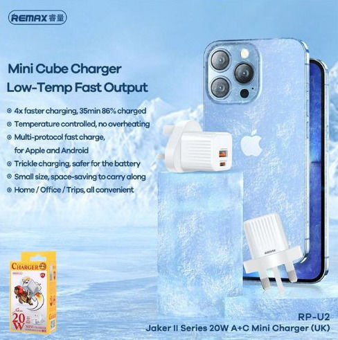 Remax Ladegerät ohne Kabel mit USB-A Anschluss und USB-C Anschluss 20W Weißs (Jaker II Mini)