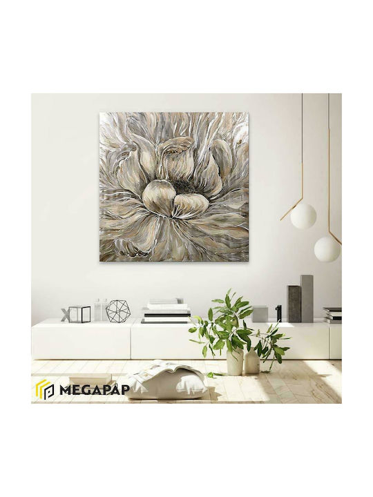 Megapap Golden Flowers Painting on Canvas 100x100cm