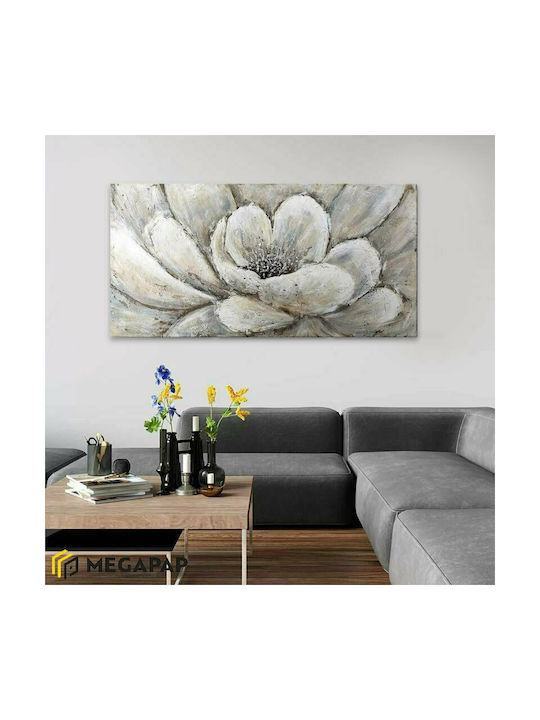 Megapap Silver Flowers Painting on Canvas 140x70cm