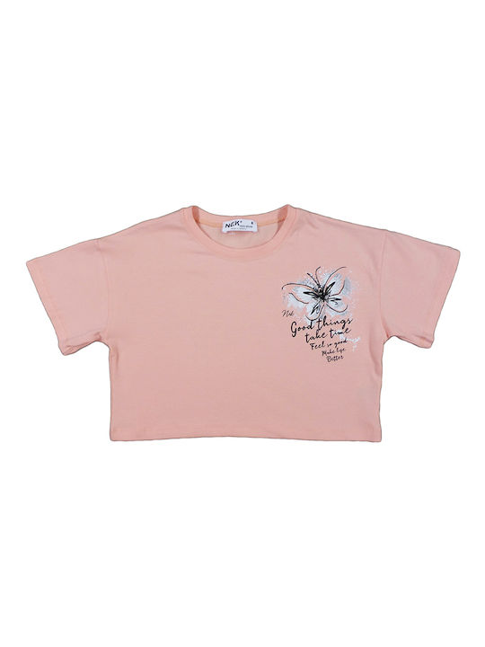 Nek Kids Wear Kids Crop Top Short Sleeve Pink