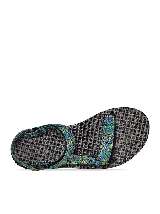 Leather Women's Flat Sandals Sporty in Blue Color