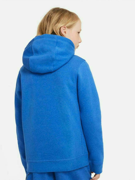 Fleece Kids Sweatshirt with Hood and Pockets Blue Sportswear Club