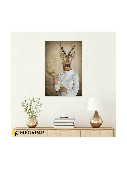 Megapap Woman with Deer Head Painting on Canvas 50x75cm