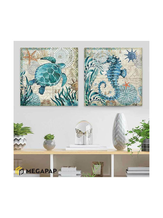 Megapap Sea Creatures De două ori Tablou pe Pânză 83x40cm