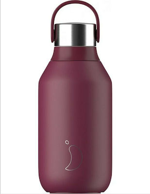 Chilly's Series 2 Bottle Thermos Stainless Steel BPA Free Burgundy 350ml with Loop 22397