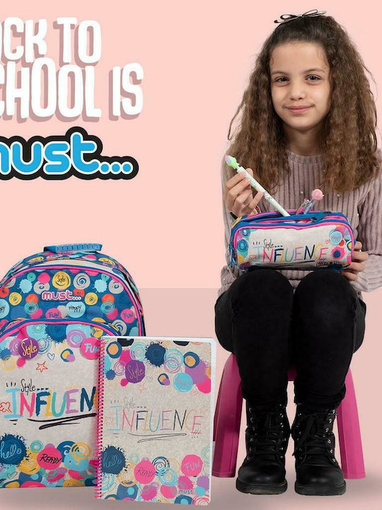 Must Team Energy Influence School Bag Backpack Elementary, Elementary Multicolour with Water Bottle Holder 25Liters