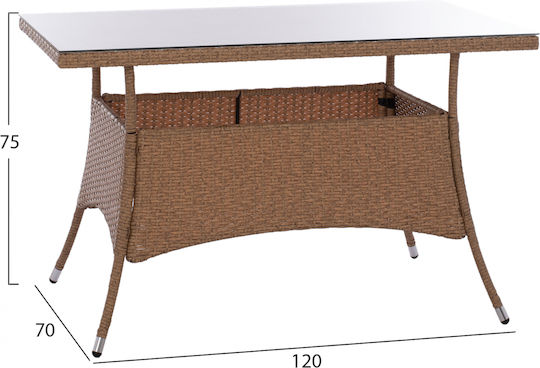 Метално Маса Стабилна Military Бежов 120x70x75бр