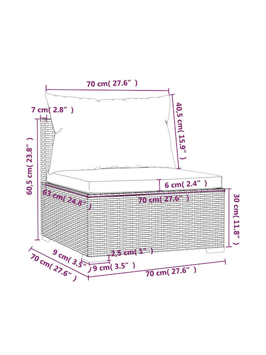 Baumsessel-Sofa Außenbereich mit Kissen 70x70x60.5cm