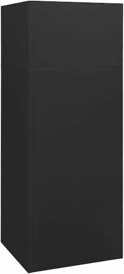 Double Door Wardrobe Metallic with Divider & 2 Shelves Charcoal 53x53x140cm