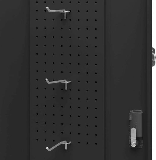 Double Door Wardrobe Metallic with Divider & 2 Shelves Charcoal 53x53x140cm
