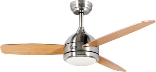 Izzy IZ-9022 223732 Ceiling Fan 132cm with Light and Remote Control Brown