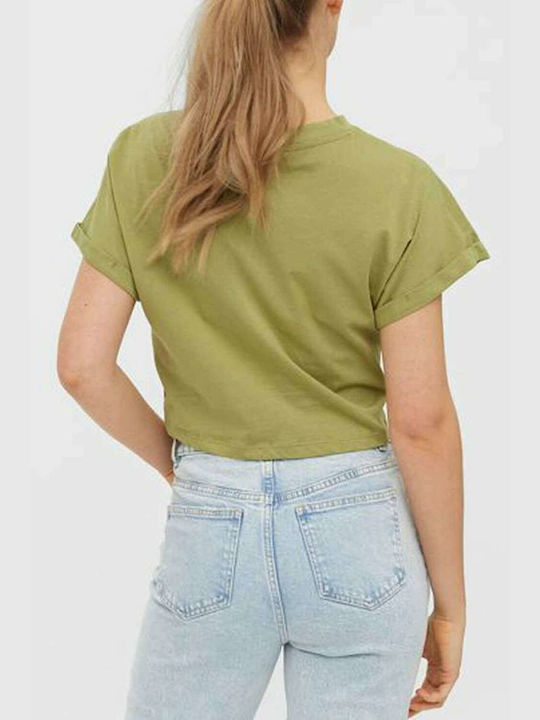 Vero Moda Women's Summer Crop Top Cotton Short Sleeve Sage