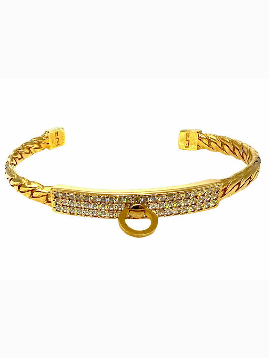 Rebecca Bracelet Handcuffs made of Steel Gold Plated with Zircon