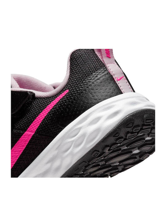 Revolution REVOLUTION 6 Kids Sports Shoes Running with Hoop & Loop Closure Black / Hyper Pink