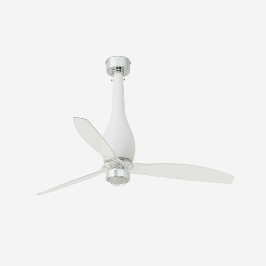 Faro Barcelona Eterfan M 3000K Ceiling Fan 128cm with Light Fixture Matt White/Transparent