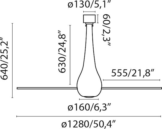 Faro Barcelona Eterfan M 3000K Ceiling Fan 128cm with Light Fixture Matt White/Transparent