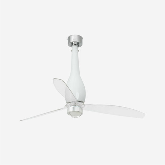 Faro Barcelona Eterfan M 3000K Ceiling Fan 128cm with Light Fixture Shiny White / Transparent
