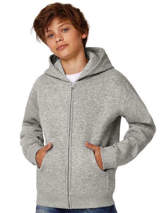 B&C Kids Cardigan Sweatshirts Hooded Gray