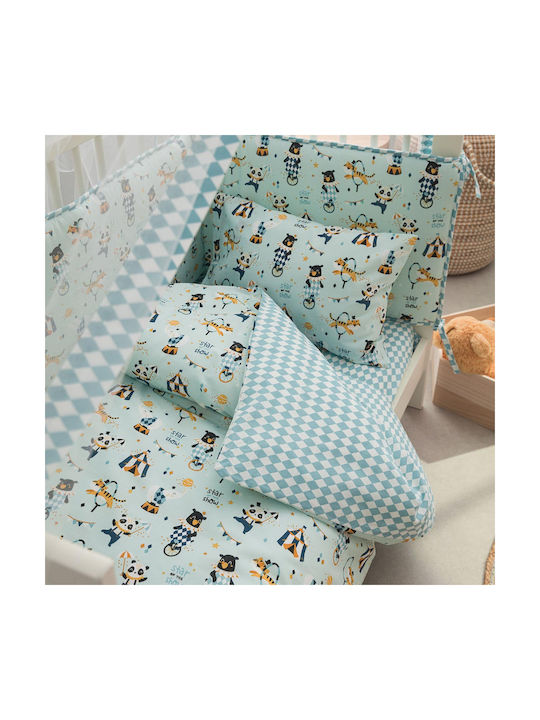 Vesta Home Baby Bettbezug Set mit Kissenbezug Circus Türkis 120x160cm.