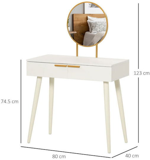 Bodenstehende Schminktisch Schlafzimmer Holz Weiß mit Spiegel 80x40x123cm