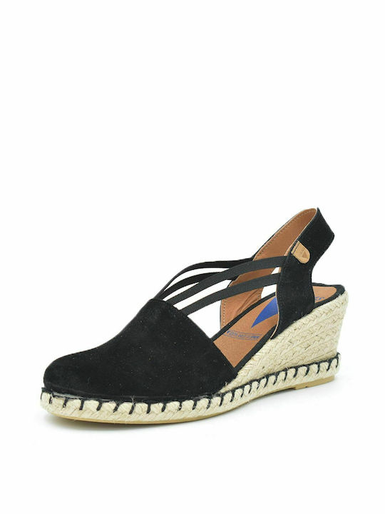 Verbenas Maika Women's Leather Platform Espadrilles Black