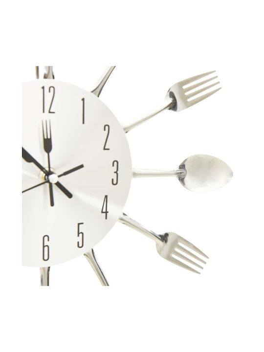 vidaXL Spoon & Fork Ceas de Perete Metalic Argint Ø31cm