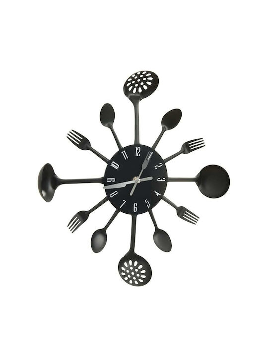 vidaXL Spoon & Fork Ceas de Perete Metalic Negru Ø40cm