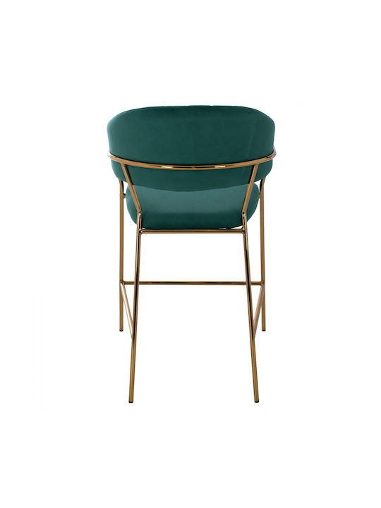 Hocker Bar mit Rückenlehne Gepolstert mit Samt Theodore Cypress 60x55x100cm