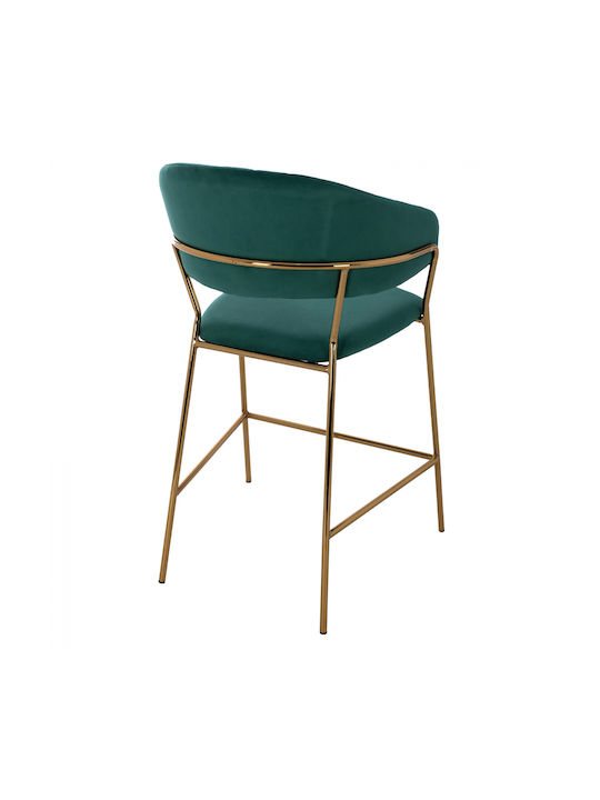 Hocker Bar mit Rückenlehne Gepolstert mit Samt Theodore Cypress 60x55x100cm