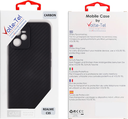 Volte-Tel Carbon Camera Protective Back Cover Σιλικόνης Μαύρο (Realme C35)