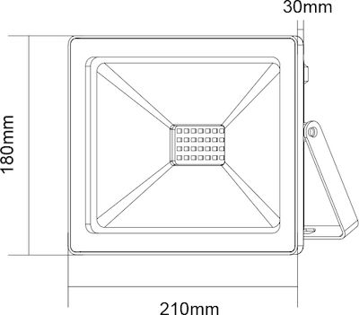 Aca Αδιάβροχος LED Προβολέας 70W Топло Бяло 3000К IP66