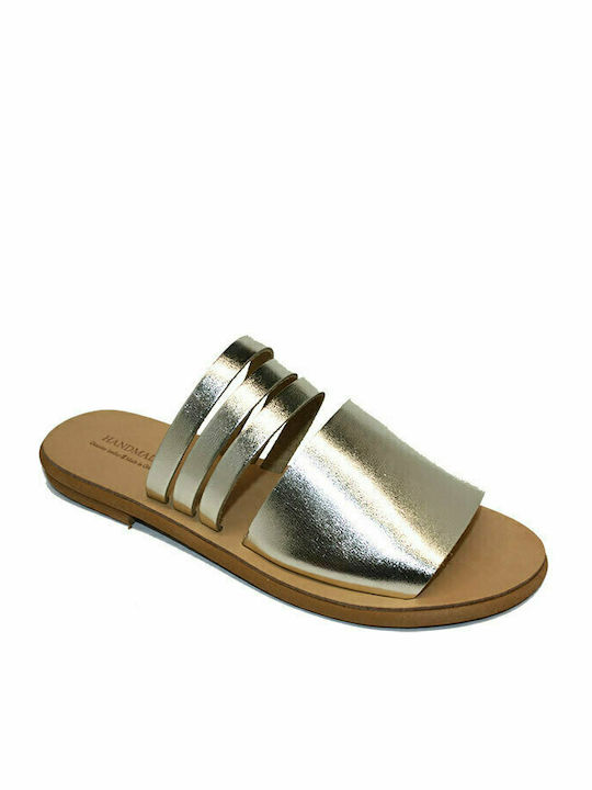 Fashion Beads Women's Flat Sandals in Gold Color