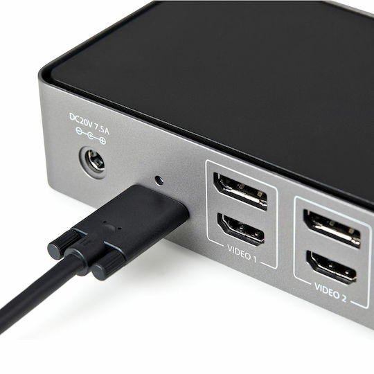 StarTech USB-C Docking Station με HDMI/DisplayPort 4K PD Ethernet και συνδεση 3 Οθονών Μαύρο (DK31C3HDPDUE)