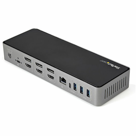 StarTech USB-C Docking Station με HDMI/DisplayPort 4K PD Ethernet και συνδεση 3 Οθονών Μαύρο (DK31C3HDPDUE)