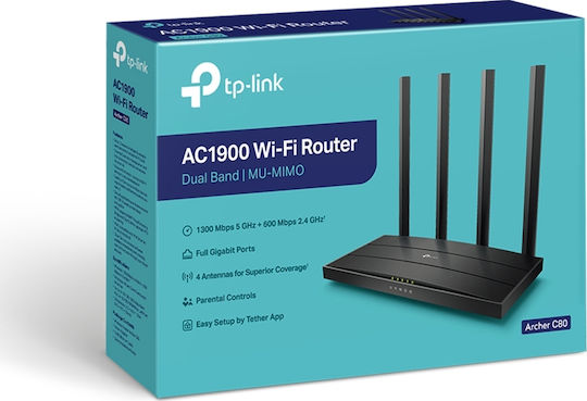 TP-LINK Archer C80 v2.2 Ασύρματο Router Wi‑Fi 5 με 4 Θύρες Gigabit