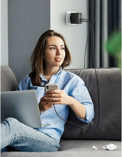 Ugreen GaN Wireless Charger with USB-A Port and 3 USB-C Ports 65W Power Delivery Quick Charge 2.0 Quick Charge 3.0 Quick Charge 4+ Quick Charge 4.0 Black (CD224)