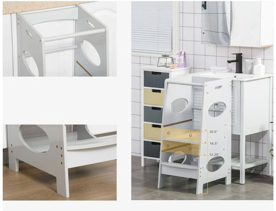 Learning Tower made of Wood Gray HomCom