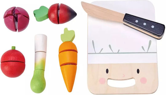 Tender Leaf Toys Joc cu fructe și legume Legume cu Cuțit & Banc de Tăiere din lemn