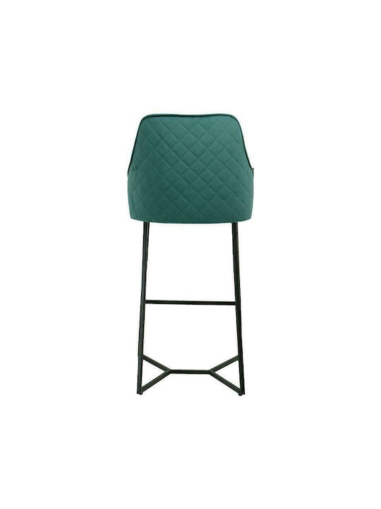 Stool Bar with Backrest Upholstered with Fabric Hilda Green 48x43x104cm