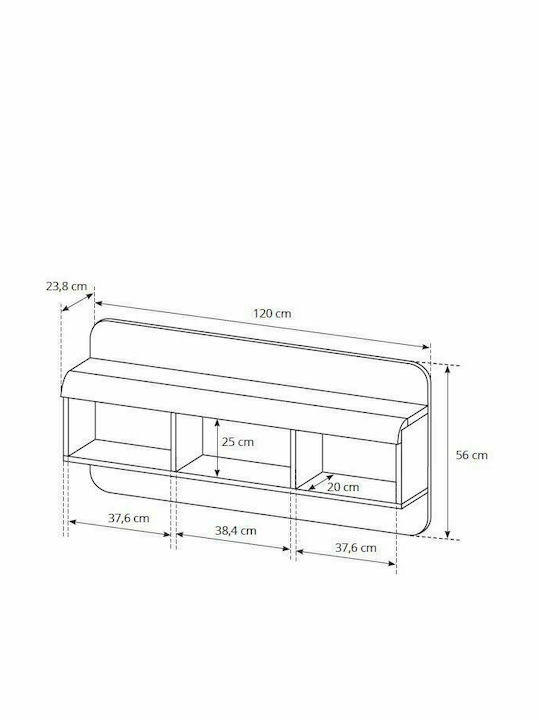 Living Room TV Unit with Showcase & Lighting Beige L218xW54xH194cm