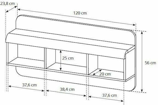 Living Room TV Unit Beige with Showcase and Lighting L218xW54xH194cm