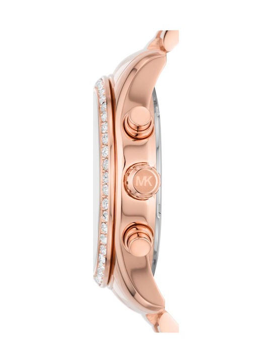 Michael Kors Lexington Women's Watch Chronograph with Pink Gold Metal Bracelet