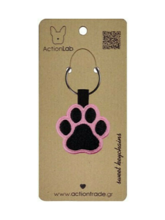 Keychain Animal Paw Fabric Pink