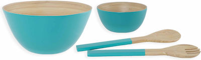 Nef-Nef Homeware Bamboo Serving Utensil Set Light Blue Casta 2pcs