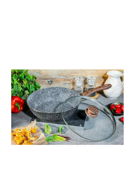 Edenberg Wok With Lid made of Cast Aluminum with Stone Coating 24cm