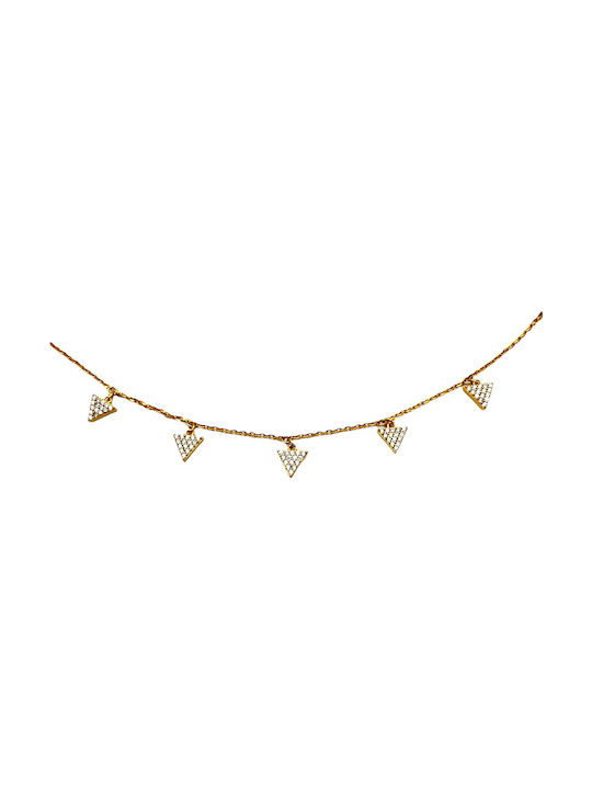 Rebecca Necklace from Gold Plated Steel with Zircon