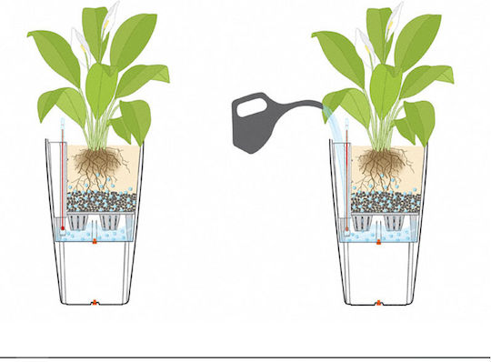 Lechuza Cubico Self-watering Pot Plastic 22x22x41cm.