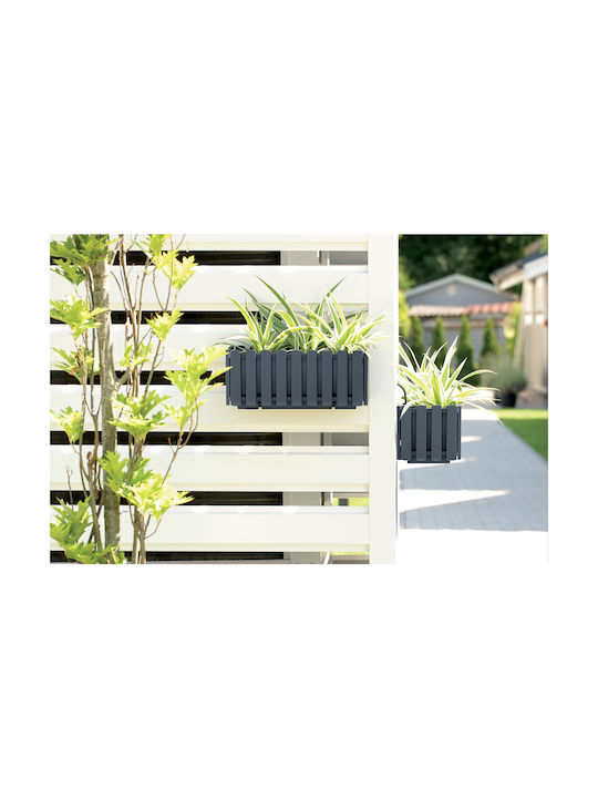 Prosperplast Planter Boardee Fence W Planter Box Plastic Brown 38x18x16.2cm.