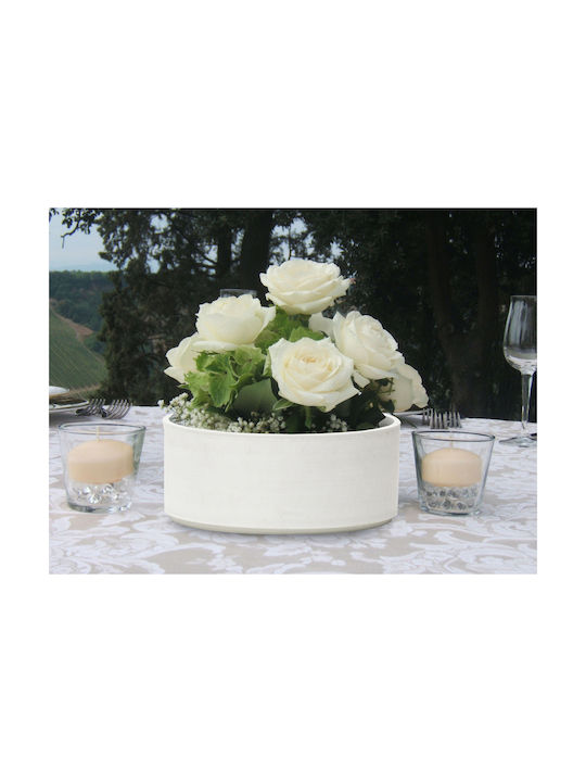 ArtPlast Tamburine Flower Pot 18x7.5cm in White Color ATA.018.SB.BI