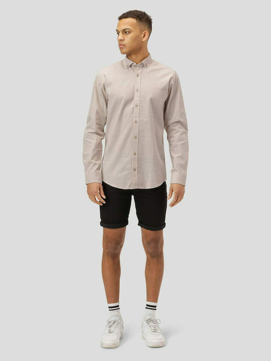 Langärmlig Leinen Hemd Bubbly Beige